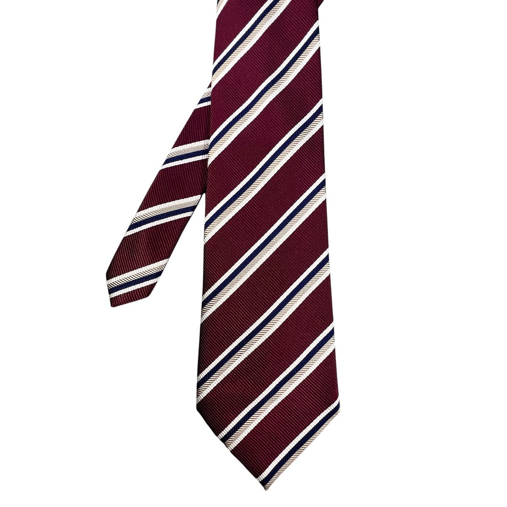 Vintage Marshall Fields Repp Burgundy Striped Silk Tie Mens One Size Stripe